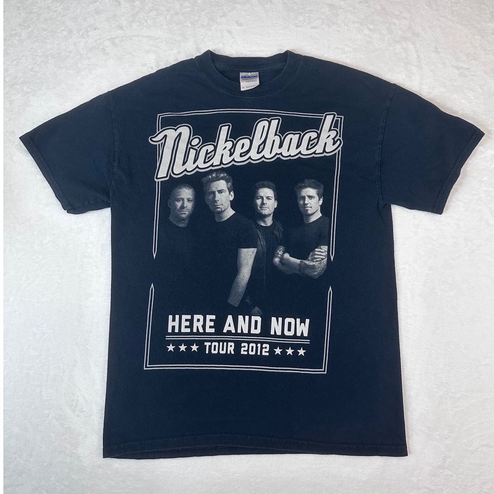Nickelback Here and Now Tour 2012 Graphic T-Shirt Mens Medium Black Gildan Tee
